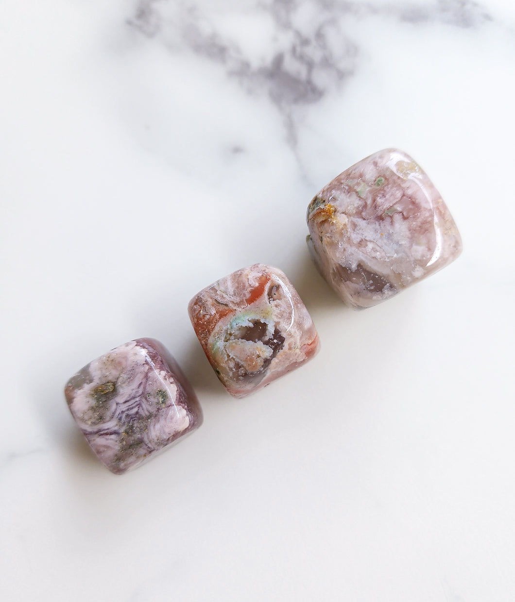 Flower Agate Mini Cube Set #2