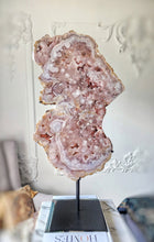 Cargar imagen en el visor de la galería, Large Pink Amethyst Slab on Black Stand - 5.65kg #57
