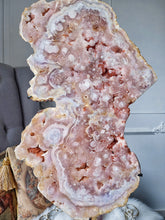 이미지를 갤러리 뷰어에 로드 , Large Pink Amethyst Slab on Black Stand - 5.65kg #57
