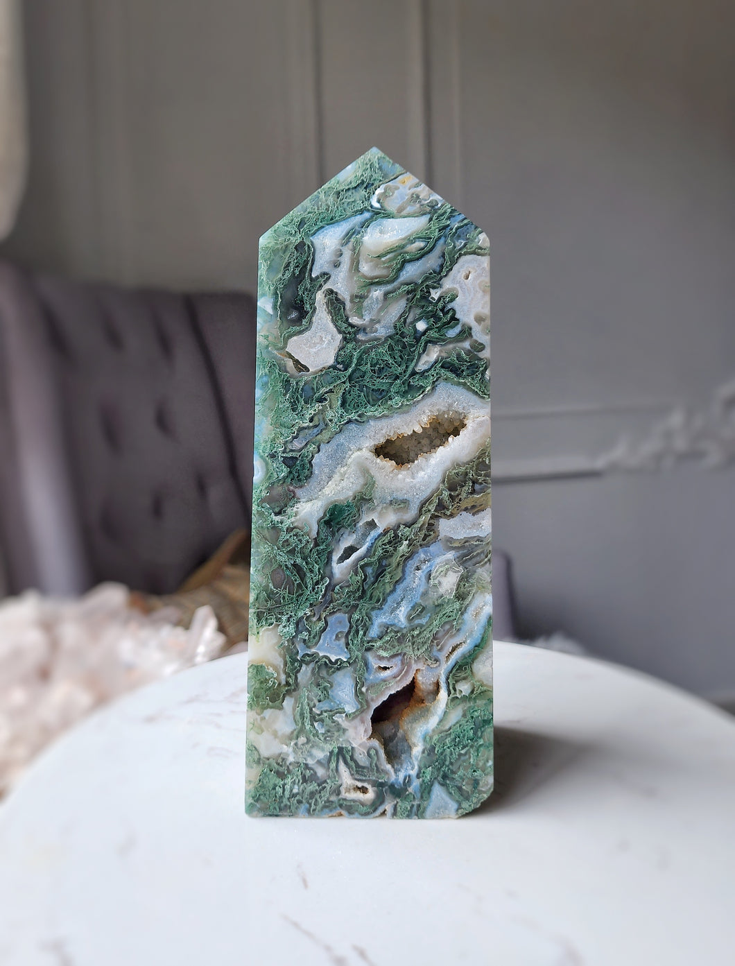 Moss Agate Tower - Large Chunky - 1.7kg #25