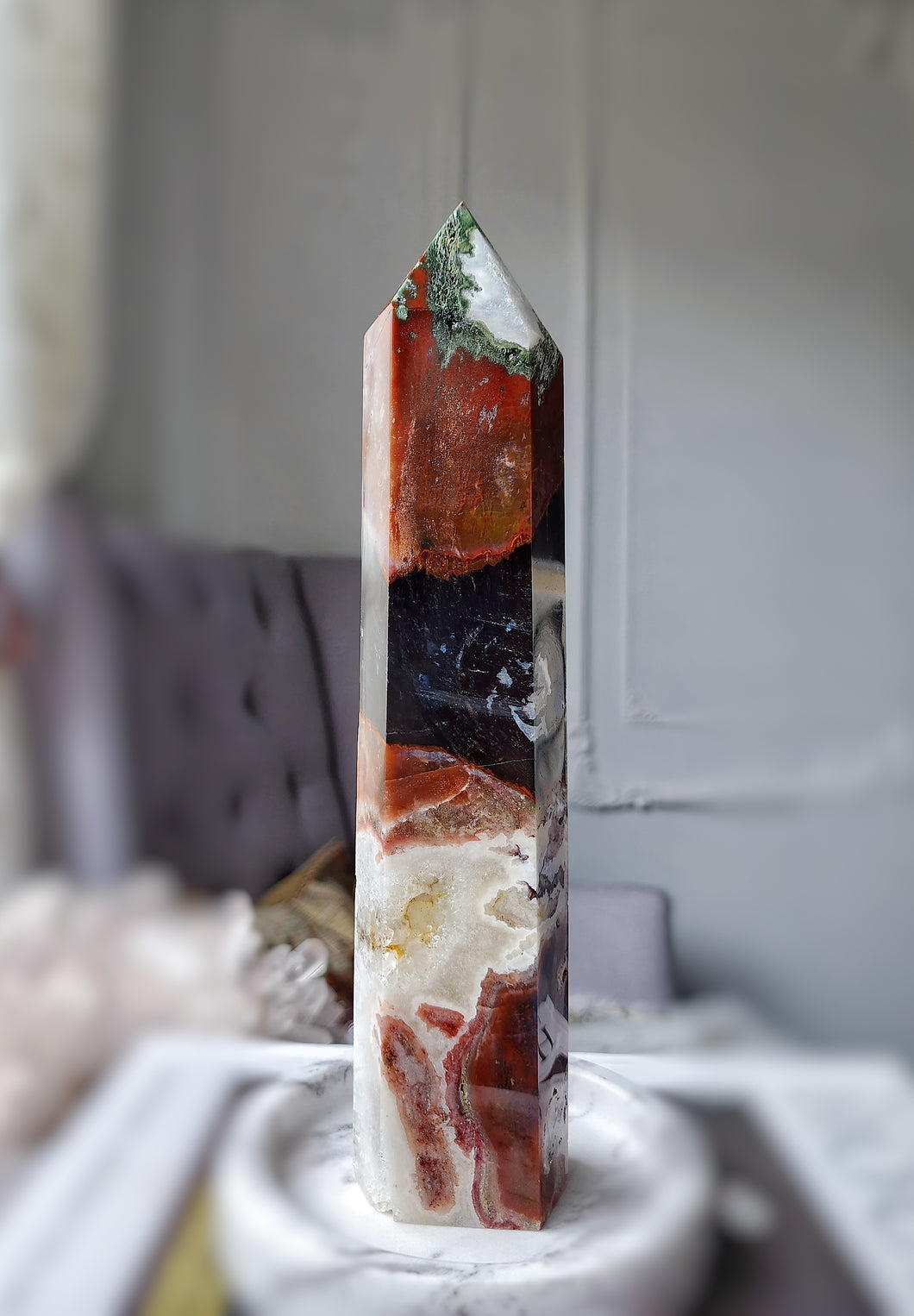 Ocean Jasper & Quartz Tower - 975g #16