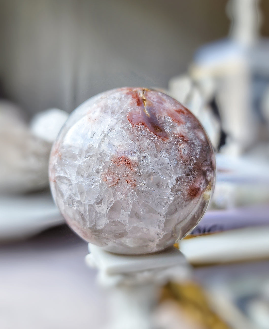 Pink Amethyst Sakura Agate Sphere - 502g #142