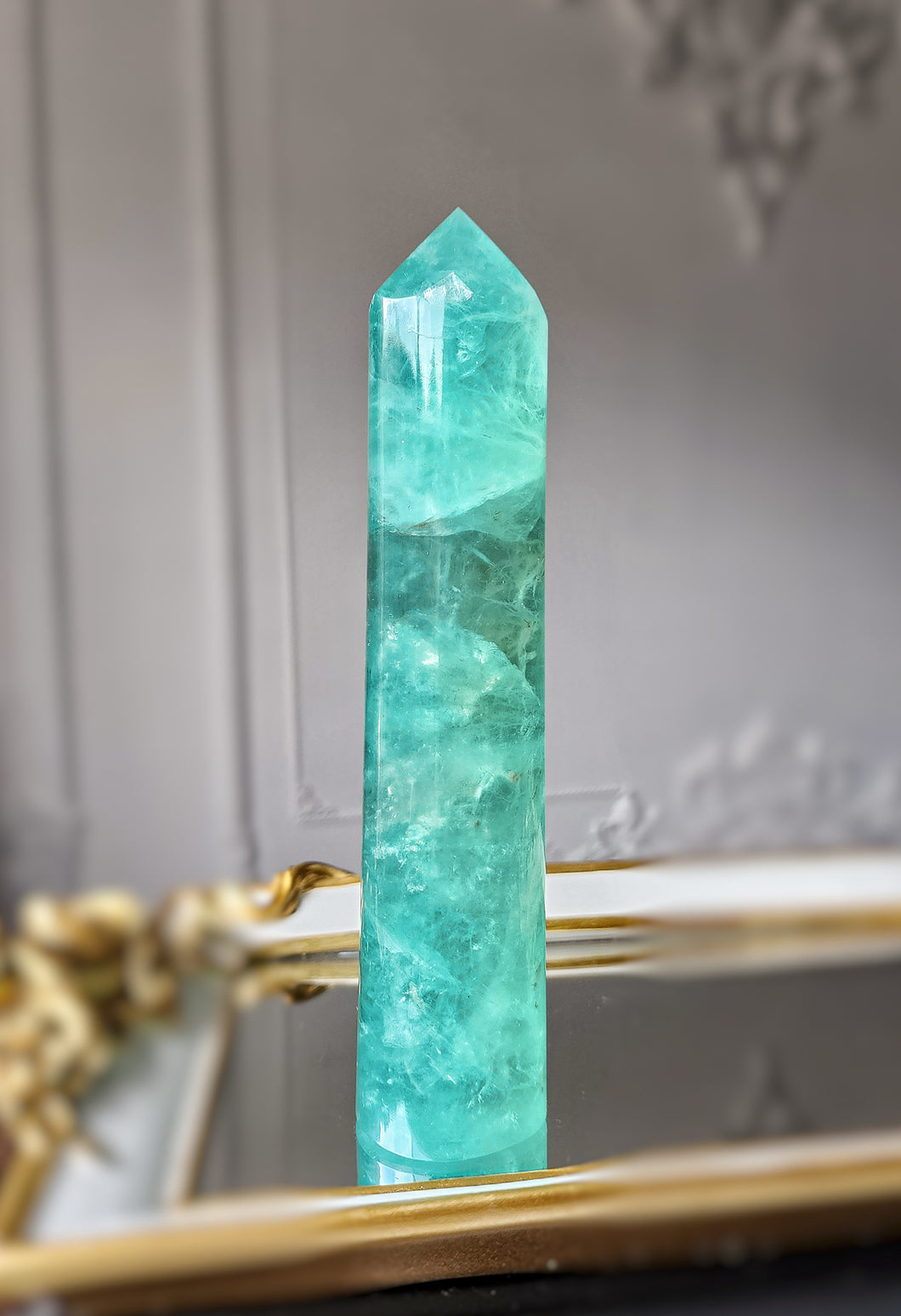 Green Fluorite Round Tower / Pillar - 811g #43