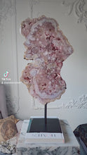 Load and play video in Gallery viewer, Large Pink Amethyst Slab on Black Stand - 5.65kg #57
