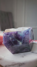 Load and play video in Gallery viewer, Rainbow Fluorite Candle Holder #988
